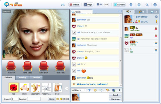 123 PPV Software Chat Software Performer Chat HD Video, Webcam Chat, HTML Chat, Live PPV Software, Video Chat