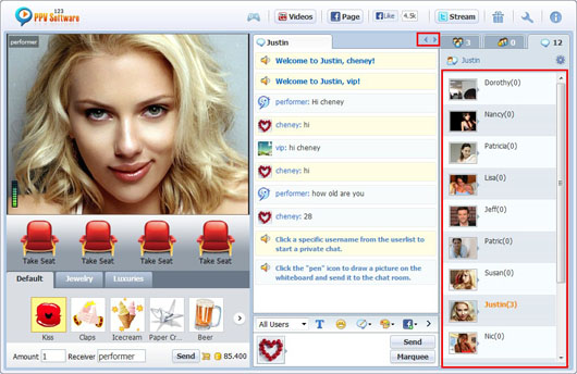123 PPV Software Chat Software Room List, Webcam Chat, HTML Chat, Live PPV Software, Video Chat