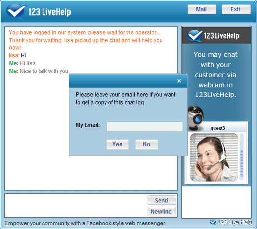 Email Live Chat Transcripts--Live Support Chat Software, Live Chat Hosting, Online Chat, Live Help Chat